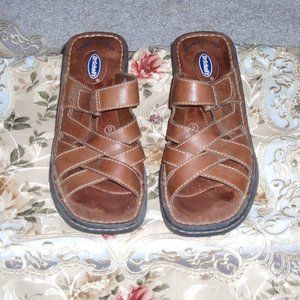 Dr. Scholl's Tan Leather Strappy Slide Sandal - Size  9